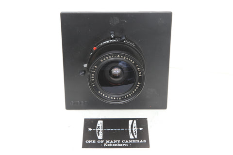 Schneider 90mm f8 Super Angulon in Compeer 1 shutter on Sinar board