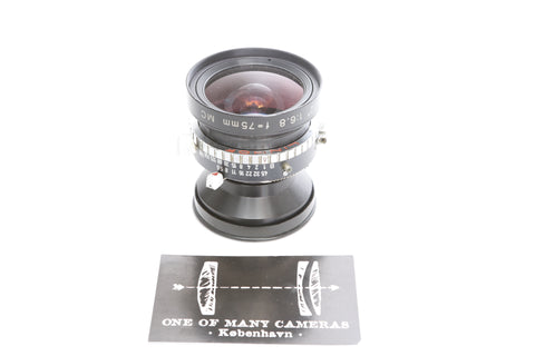 Sinar 75mm f6.8 Sinaron W MC in Synchro Compur shutter