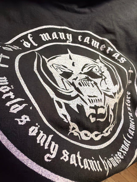 #041 Wörld's Önly Satanic Hömosexual Camerastöre SILVER print Black Hoodie