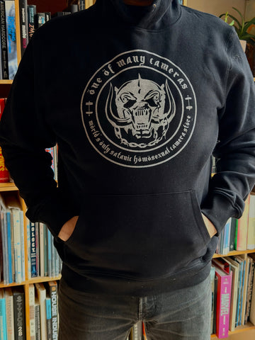 #041 Wörld's Önly Satanic Hömosexual Camerastöre SILVER print Black Hoodie