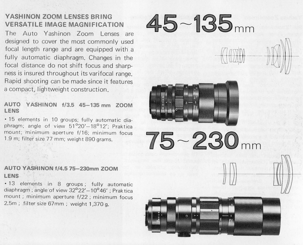 Yashica 45-135mm f3.5 Auto Yashinon Zoom - M42  mount