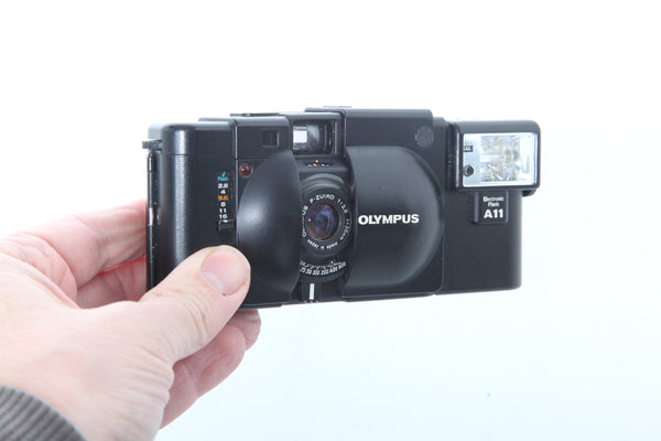 Olympus XA with A11 flash - new light seals November 2023