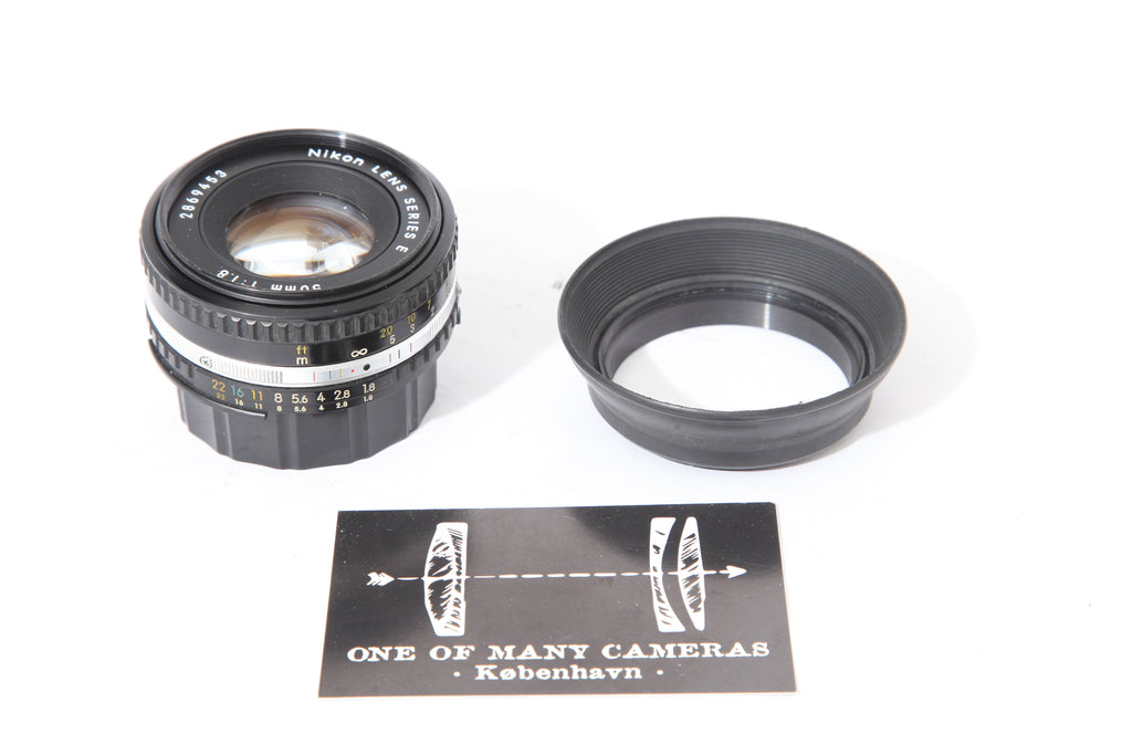 Nikon 50mm f1.8 Series E with lens hood