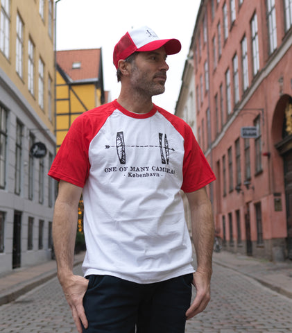 #023 Danish Canadian alliance – white shirt with red sleeves and black print (SOLD OUT)